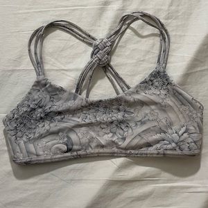 Lululemon Love Knot Sports Bra Size 10 Floral Gray